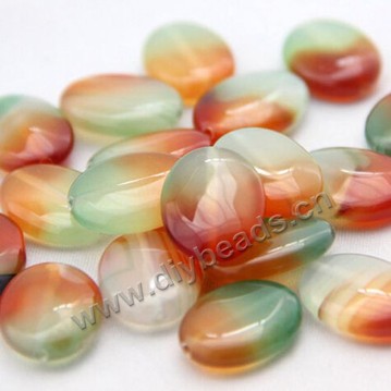 Bead,green and brown agate, 15x20mm oval. Sold per 38cm strand.