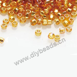 #11 seed beads,glass,gold,silver-lined rainbow,square hole.sold per pkg of 40g,  approximately 3200ps.
