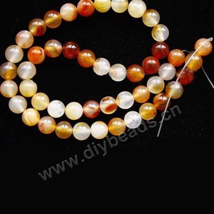 Bead, red agate (heated), 8mm round. Sold per 15-inch strand.