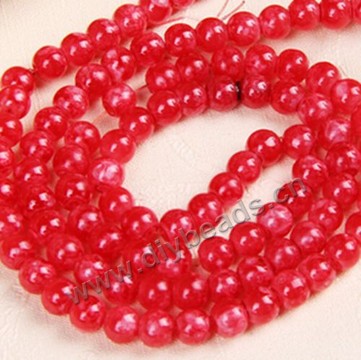 Bead,glass,solid red color,4mm round,sold per pkg of 10 strands