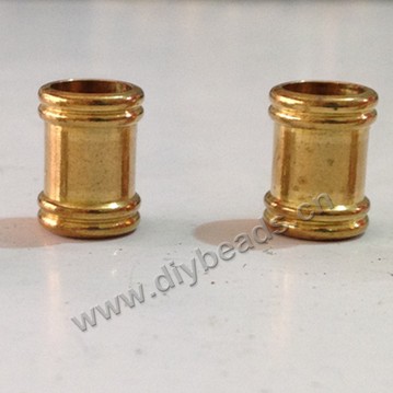 Bead,big-hole beads,brass bead , tube shape,8*10mm, Sold per pkg of 100ps