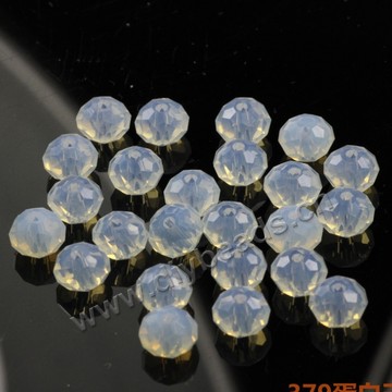 Bead, glass, opal, 6*8mm faceted rondelle, sold per pkg 5 strands-(72ps/strand).