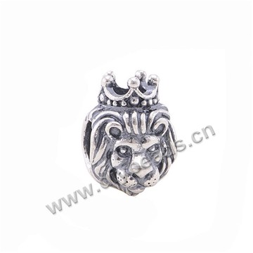 Bead,big-hole beads,metal alloy,Lion shape ,Sold per pkg of 50ps