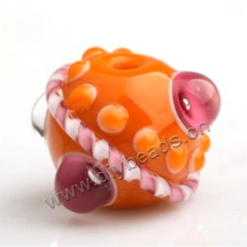 Bead,Japan lampworked glass,yellow with bumpy dots, 16x16mm round.mini order 100pc 