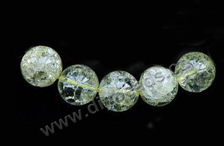 Bead, ice flake quartz (heated/dyed), yellow, 12mm round. Sold per 16-inch strand
