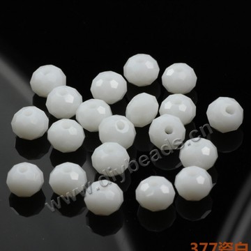 Bead, glass, white, 6*8mm faceted rondelle, sold per pkg 5 strands-(72ps/strand).