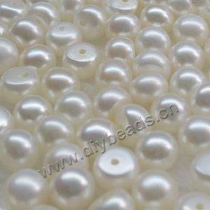 Pearl, cultured freshwater , white, 6-7mm half-drilled button. Sold per pkg of 50pairs
