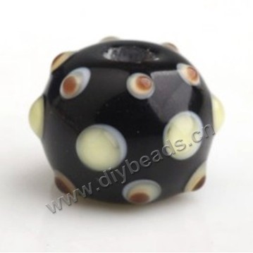 Bead,Japan lampworked glass,black with bumpy dots,16X12mm Rondelle.mini order 100pc 
