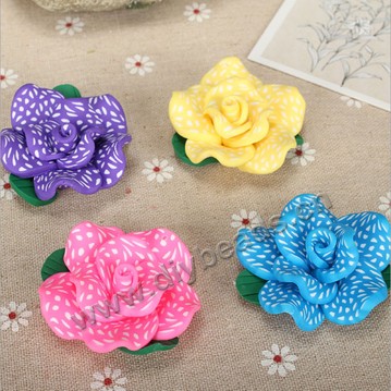 Bead, polymer clay,mixed color,45x20mm flower. Sold per pkg of 50.
