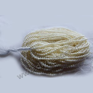 Pearl, cultured freshwater ,white ,3-4mm potato,C grade, Mohs hardness 2-1/2 to 4. Sold per pkg of (25) 15-inch strands.