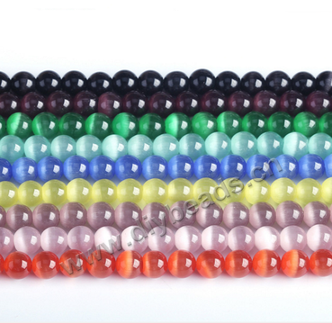 wholesale colorful 8mm crystal round cat eye beads for jewelry making