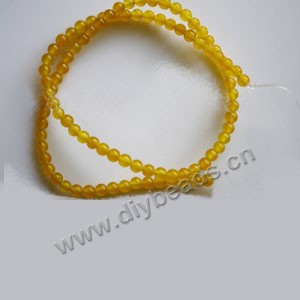 Bead, yellow "jade" (dyed), 4mm round. Sold per 15-inch strand