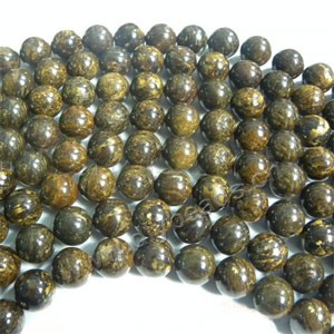 Bead, bronzite (natural), 10mm round. Sold per 16-inch strand.