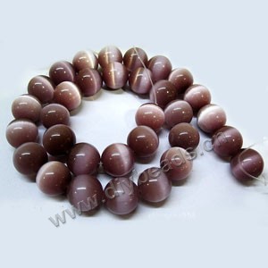 Bead, cat's eye glass,purple, 14mm round, quality grade. Sold per 14.5-inch strand,approximately 28 beads
