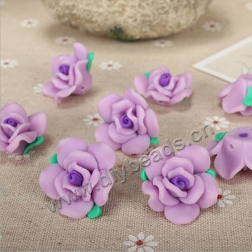 Bead, polymer clay,purple,25x15mm flower. Sold per pkg of 10.