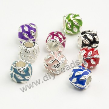 Bead,big-hole bead,alloy,Multicolored leaf ,Sold per pkg of 10ps