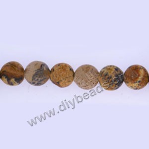 Bead, picture jasper (natural), 6mm round, Mohs hardness 6-1/2 to 7. Sold per 16-inch strands