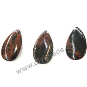 Bead, mahogany obsidian (natural), 14x29mm top-drilled flat teardrop. Sold per 16-inch strand.