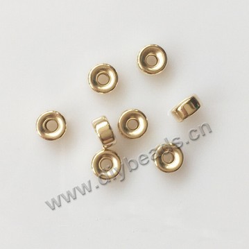 Bead,copper,14k gold filled,rondelle,4mm with 1.2mm hole,Sold per pkg of 10 pieces.
