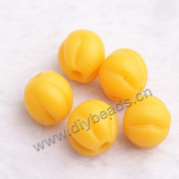 Bead, lampworked glass, pumpkin, frosted, yellow, 8mm. Sold per pkg 1 bag-100 pieces. 