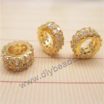 Bead, brass 24k gold filled  daimond wheel beads, *3mm,hole 5mm, Sold per pkg of 1 bag-10 pieces.