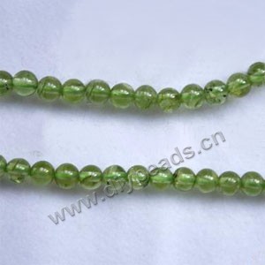 Bead, peridot (natural), 4mm round,B grade Mohs hardness 6-1/2 to 7. Sold per 15-inch strand