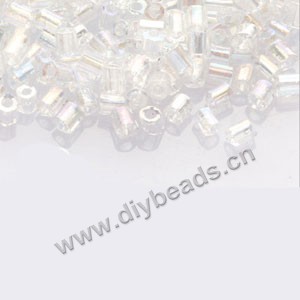 Bugle bead,taiwan, glass, rainbow , white ,#1(2x2mm) hex beads. Sold per pkg of 500 grams,approximately 40,000ps 
