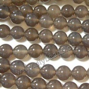 Bead, grey agate (natural), 10mm round. Sold per 15-inch strand