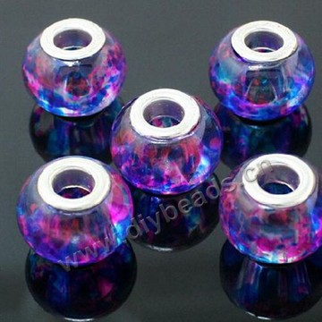 Bead,big-hole beads,glass with brass grommets,colorful,11x14mm rondelle ,5mm hole,sold per pkg of 30ps