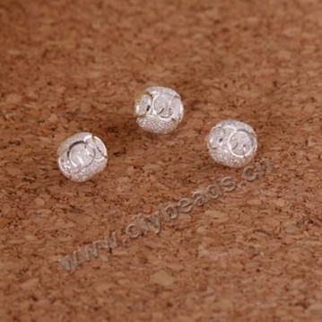 frosted Bead,990 silver,6mm with 1.0mm hole,round,Sold per pkg of 30 pieces.