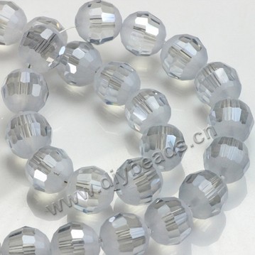 Bead, glass, AB color, light grey, 10mm faceted round, sold per pkg 5 strands.