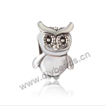 Bead,big-hole beads,zinc alloy,owl shape,8*12.5mm,Sold per pkg of 100pcs