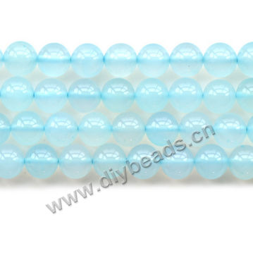 Bead,agate,sky blue,smooth 8mm round.sold per pkg of 10 strands