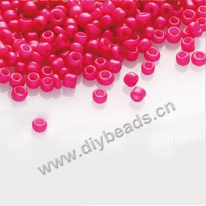 bead,glass beads,paint/dyed fuchsia,#15 irregular round,sold per pkg of 450g