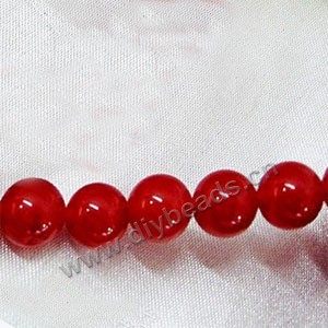Bead, Malaysia "jade" (dyed), red, 12mm round, Mohs hardness 7. Sold per 15-inch strand