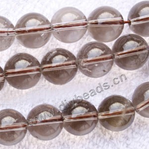 Bead, smoky quartz (heated/irradiated), 14mm round. Sold per 15-inch strand