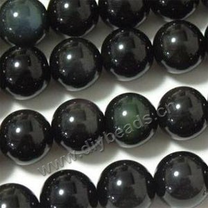 Bead, rainbow obsidian (natural), 20mm round. Sold per 15-inch strand