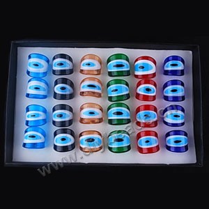 European and American style,ring,lampworked glass red/green/brown/blue with evil eye design,mini orders 24ps factory price 
