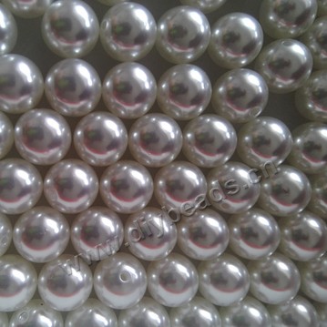 Imitation pearl, acrylic pearl,white with printing, 12mm round , half hole , high gloss . Sold per pkg of 2000pcs