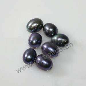 Pearl, cultured freshwater (dyed), black peacock, 8-9mm half-drilled teardrop, AAA grade. Sold per pkg of 2pairs