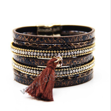 bracelet, colorful multilayer vintage leather bracelet with ringstone beads , 19.50cm length 3.5cm width  Sold by pcs