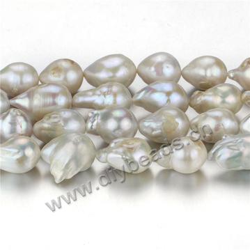 Pearl, baroque loose pearls, 15-20mm, white color. Sold per pkg of 5 strands