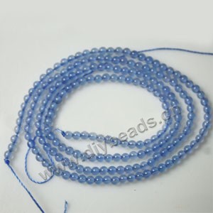 Bead, blue agate (dyed), 2mm round. Sold per 15-inch strand.