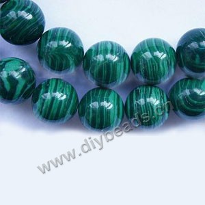 Bead, malachite (imitation), green, 14mm round. Sold per 15-inch strand.