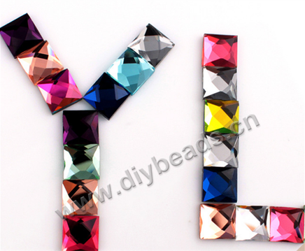 facted,rhinestone,mixed color,glass ,flat back,square,12*12mm,per pkg of 1000pcs