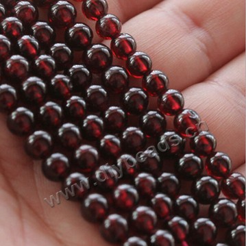 Bead, garnet (natural), wine red color, AAA  7 mm smooth round, Sold per 15-inch strand
