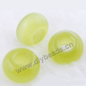 Bead, big-hole beads,cat's eye glass, olive,8x14mm  rondelle with 5mm hole. Sold per pkg of 10.