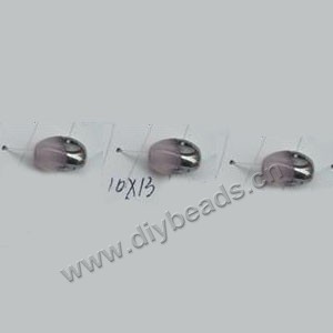 Bead ,silver-plated glass, opaque pink, 13x10mm twisted oval. Sold per pkg of ten 30cm strand.