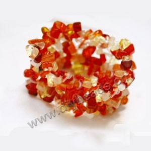 Gemstone stretch bracelet assortment, red agate chips (natural) , approx wedth 1-1/2 inche, 6-1/2inches. Pkg of 5.
