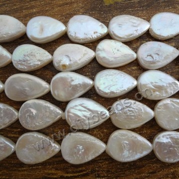 Bead baroque, cultured freshwater, white, 11mm teardrop, Sold by per of (2) 15-inch strands.